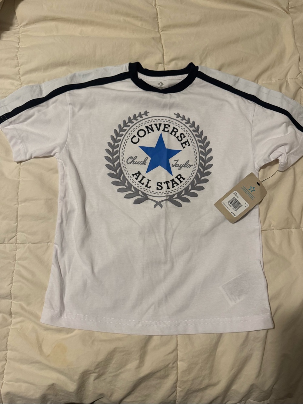 Converse Chuck Taylor All Star White & Blue Logo Kids T-Shirt